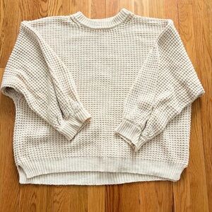 Elegant Cream Waffle Knit Sweater